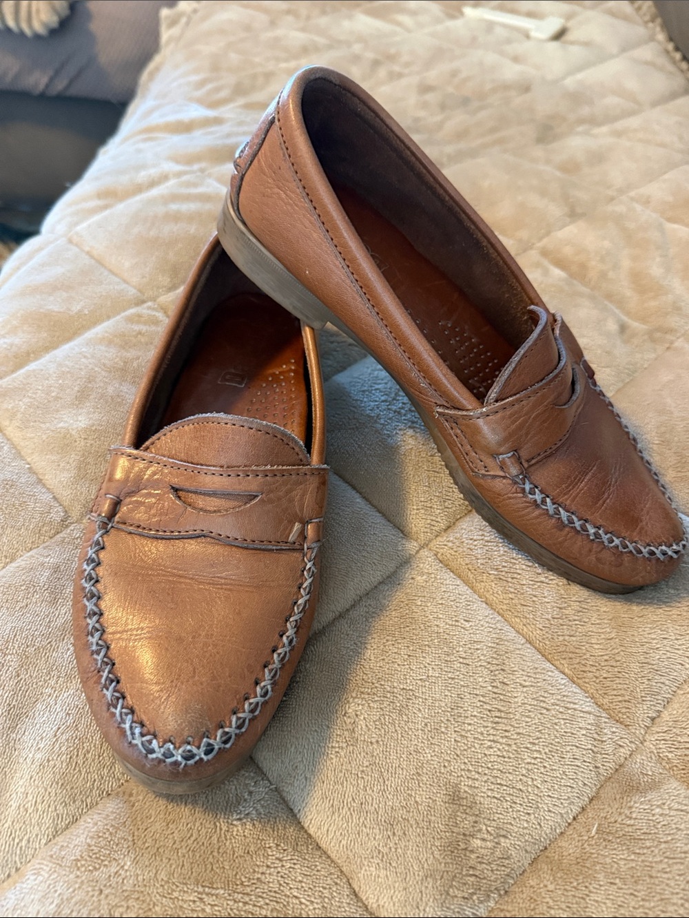 Dexter Tan/Brown Leather Slip-On Penny Loafers